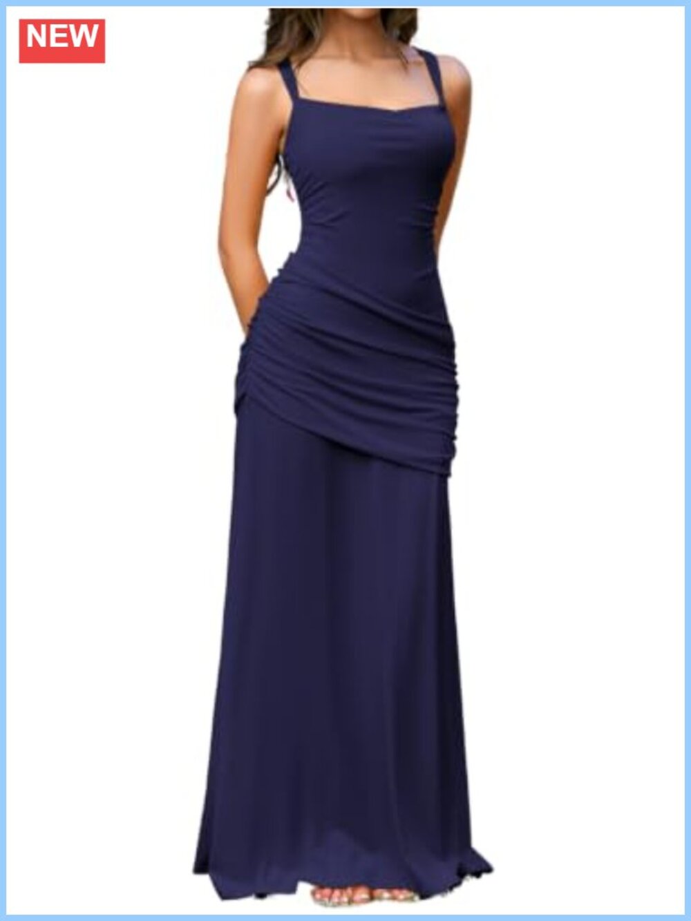 Formal A-Line Wedding Guest Dress Floor Length Square Neck Sleeveless
